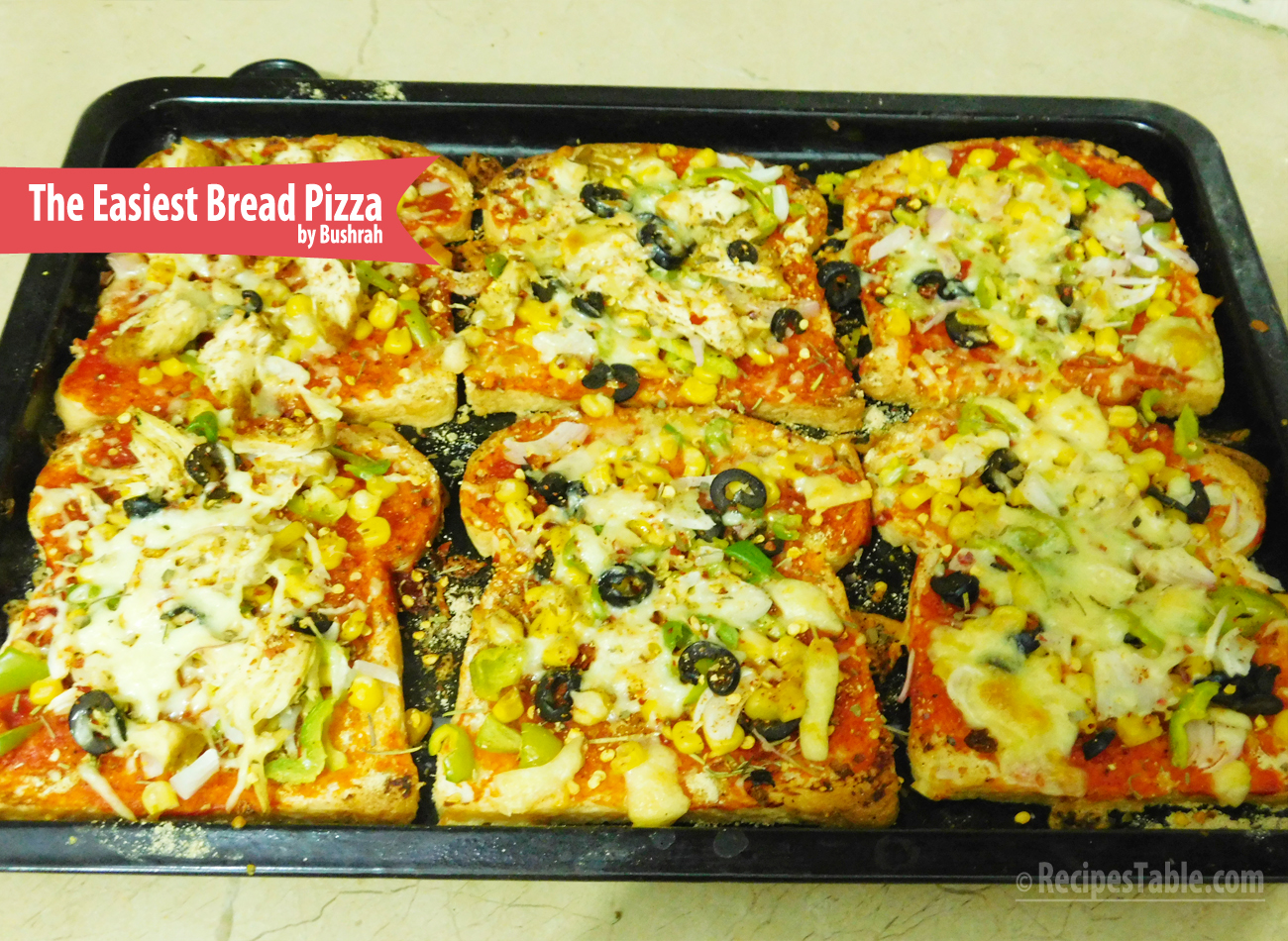 The Easiest Bread Pizza recipe